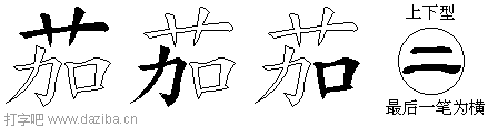 茄的五笔拆分图,茄的五笔字根表