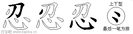 忍的五笔拆分图,忍的五笔字根表