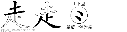 走的五笔拆分图,走的五笔字根表