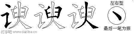 谀的五笔拆分图,谀的五笔字根表