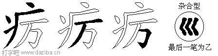 疠的五笔拆分图,疠的五笔字根表