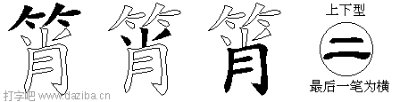 筲的五笔拆分图,筲的五笔字根表